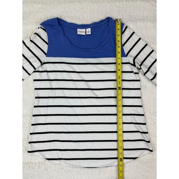 Weekends by Chicos Womens Shirt 1 Small 3/4 Sleeve Striped T-Shirt - Picture 5 of 7